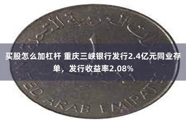 买股怎么加杠杆 重庆三峡银行发行2.4亿元同业存单，发行收益率2.08%