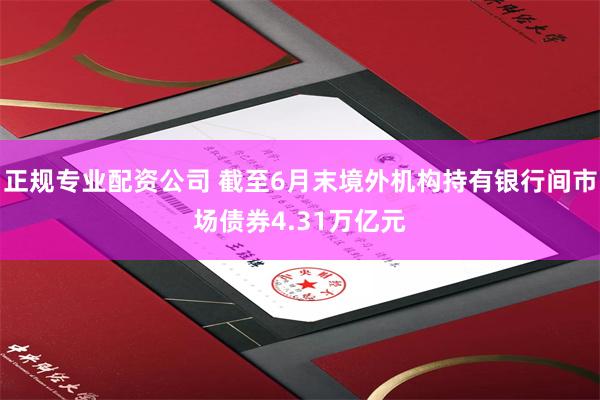 正规专业配资公司 截至6月末境外机构持有银行间市场债券4.31万亿元