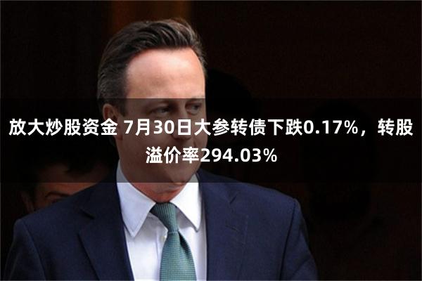 放大炒股资金 7月30日大参转债下跌0.17%，转股溢价率294.03%