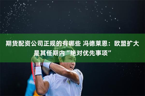 期货配资公司正规的有哪些 冯德莱恩：欧盟扩大是其任期内“绝对优先事项”