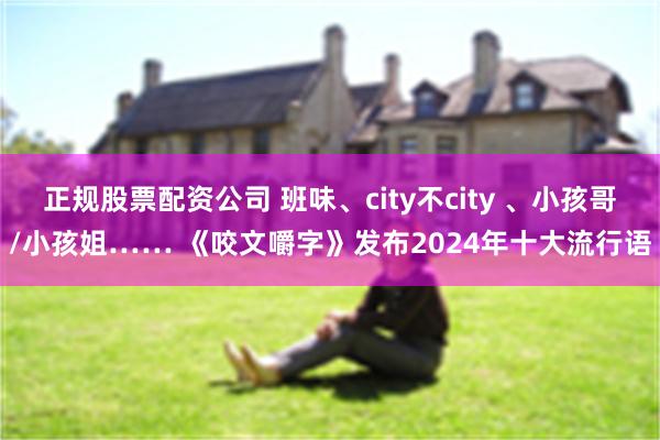 正规股票配资公司 班味、city不city 、小孩哥/小孩姐…… 《咬文嚼字》发布2024年十大流行语