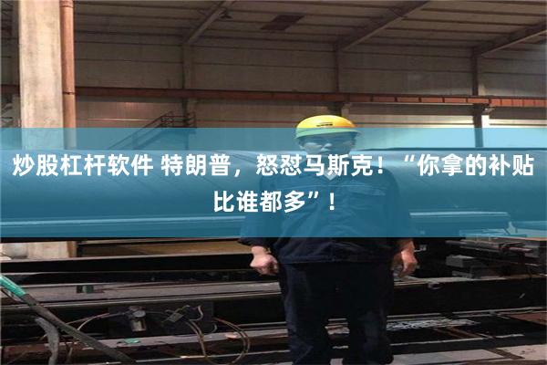 炒股杠杆软件 特朗普，怒怼马斯克！“你拿的补贴比谁都多”！